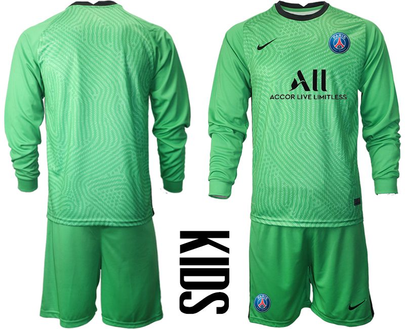 Youth 2020-2021 club Paris St German green goalkeeper long sleeve Soccer Jerseys